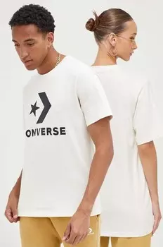 Хлопковая футболка Converse, бежевый