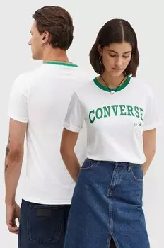Хлопковая футболка Converse, бежевый