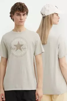 Хлопковая футболка Converse, бежевый