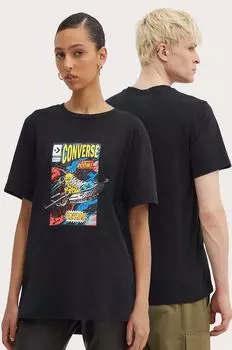 Хлопковая футболка Converse, черный