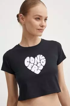 Хлопковая футболка Converse, черный