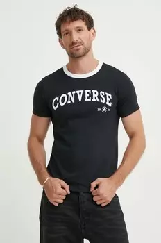 Хлопковая футболка Converse, черный