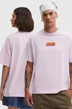 Хлопковая футболка Converse, розовый