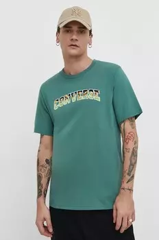 Хлопковая футболка Converse, зеленый