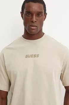 Хлопковая футболка DALIM Guess, бежевый