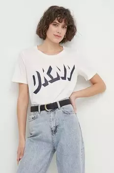 Хлопковая футболка Dkny, белый
