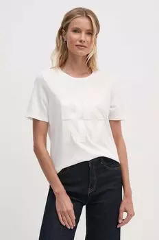 Хлопковая футболка Dkny, бежевый