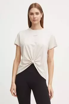 Хлопковая футболка Dkny, бежевый