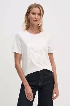 Хлопковая футболка Dkny, бежевый