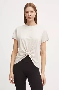 Хлопковая футболка Dkny, бежевый