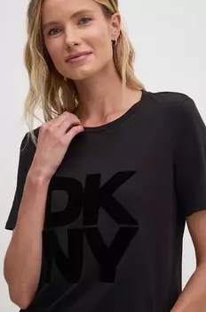 Хлопковая футболка Dkny, черный