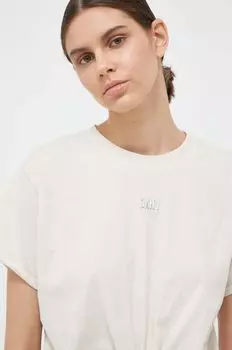 Хлопковая футболка Dkny DP1T8521 DKNY, бежевый