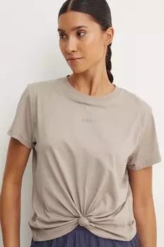 Хлопковая футболка Dkny, коричневый