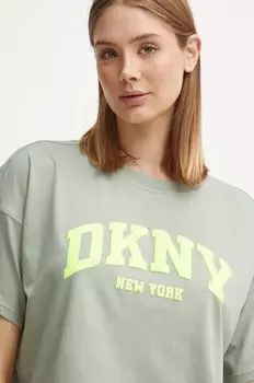 Хлопковая футболка Dkny, зеленый