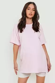 Хлопковая футболка для беременных boohoo, розовый