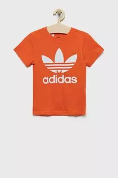 Хлопковая футболка для детей adidas Originals, оранжевый