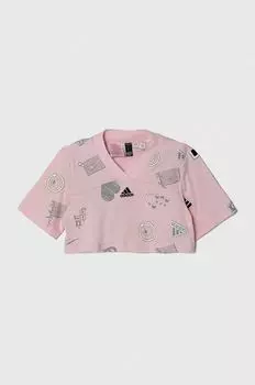 Хлопковая футболка для детей adidas, розовый