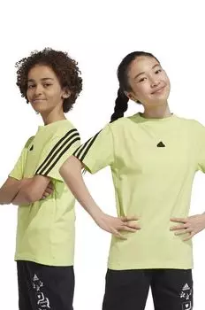 Хлопковая футболка для детей adidas, зеленый