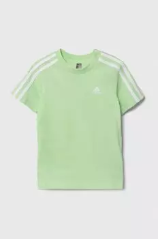 Хлопковая футболка для детей adidas, зеленый