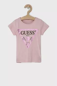 Хлопковая футболка для детей Guess, розовый