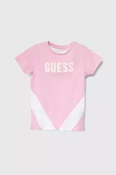 Хлопковая футболка для детей Guess, розовый