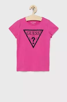 Хлопковая футболка для детей Guess, розовый