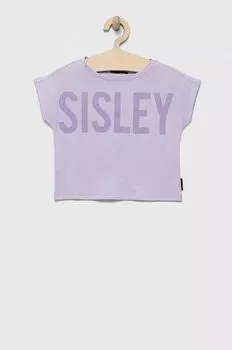 Хлопковая футболка для детей Sisley, фиолетовый