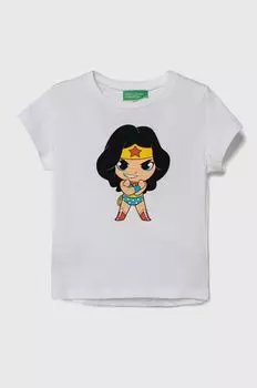Хлопковая футболка для детей United Colors of Benetton, белый