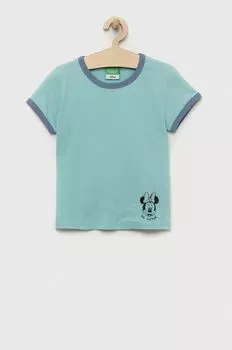 Хлопковая футболка для детей United Colors of Benetton, бирюзовый