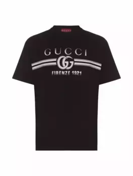 Хлопковая футболка Double G Gucci, черный