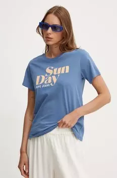 Хлопковая футболка EFFIE Pepe Jeans, синий