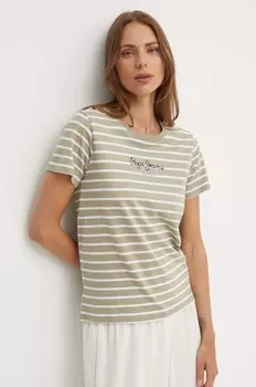 Хлопковая футболка ELBA Pepe Jeans, зеленый