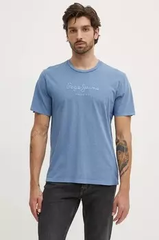 Хлопковая футболка EMB EGGO Pepe Jeans, синий