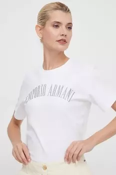 Хлопковая футболка Emporio Armani, белый