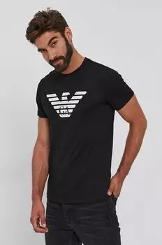 Хлопковая футболка Emporio Armani, черный