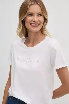 Хлопковая футболка ESPE Pepe Jeans, белый