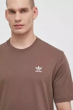 Хлопковая футболка Essential Tee adidas Originals, коричневый