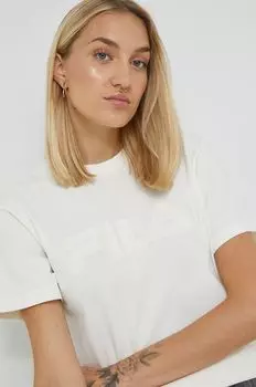 Хлопковая футболка Fila, бежевый