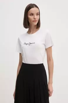 Хлопковая футболка FIORE Pepe Jeans, белый