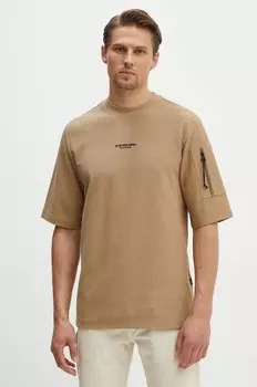 Хлопковая футболка G-Star Raw, бежевый