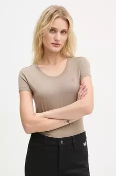 Хлопковая футболка G-Star Raw, бежевый