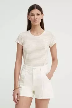 Хлопковая футболка G-Star Raw, бежевый