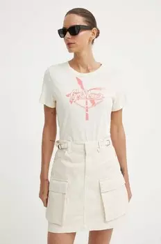 Хлопковая футболка G-Star Raw, бежевый