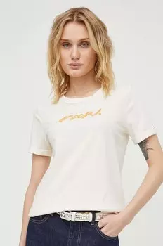 Хлопковая футболка G-Star Raw, бежевый