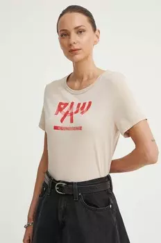 Хлопковая футболка G-Star Raw, бежевый