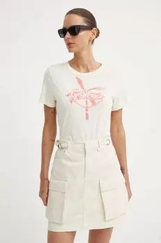 Хлопковая футболка G-Star Raw, бежевый