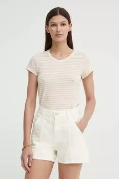 Хлопковая футболка G-Star Raw, бежевый