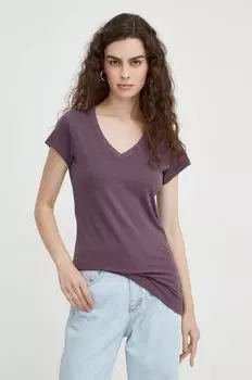 Хлопковая футболка G-Star Raw, фиолетовый