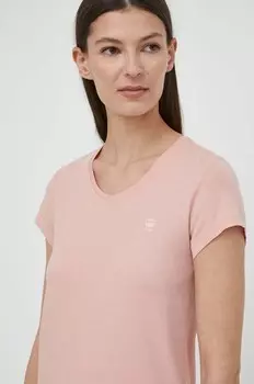 Хлопковая футболка G-Star Raw, розовый