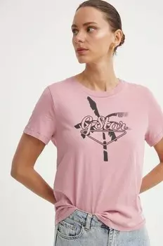 Хлопковая футболка G-Star Raw, розовый